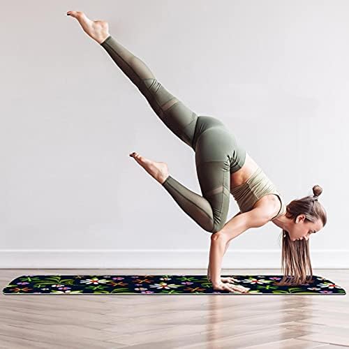 Дебел Нескользящий постелката за йога и фитнес 1/4 Цветен принтом Ditsy за практикуване на Йога, Пилатес и фитнес на пода (61x183 см)
