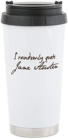 CafePress Аз случайно цитирам Джейн Остин, Пътна чаша от неръждаема стомана Trave, изолирано, 20 грама. Чаша кафе