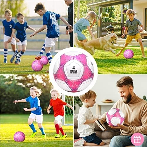 Размер на футболна топка STEEFAN Pink 3/4/5 за игри за деца на открито, Игла за футболна топка с промяна на