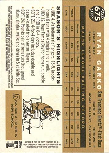 2009 Бейзболна картичка Topps Heritage 675 Райън Гарко Кливланд Индианс (Висока серия) МЕЙДЖЪР лийг бейзбол