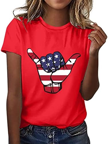 Патриотични Ризи за Жени, Тениски с Флага на САЩ, Летни Ежедневни Блузи, тениски с Къс Ръкав в Звездната Ивица,