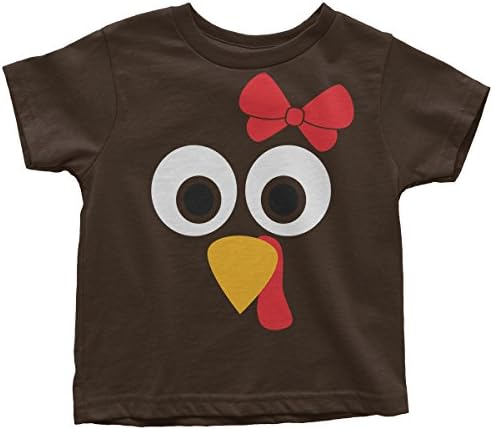 Тениска за деца Threadrock Little Girls 'Turkey Лице с Голям Червен Нос
