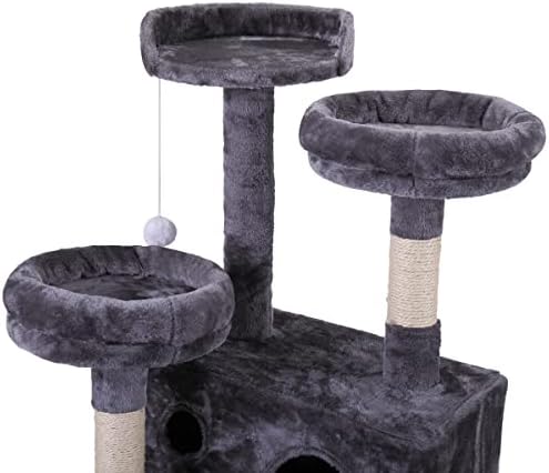 Котешки Дърво за котки в затворени помещения, мулти-ниво на Кулата, за Занимания с Прашка, Когтеточками, Горни