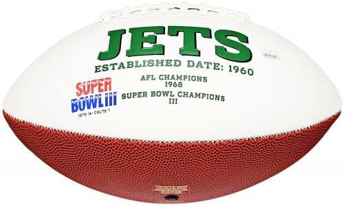 Джо Намат С Автограф на Ню Йорк Джетс Официален Футболен Лого White Super Bowl III 3 На склад JSA 212436 -