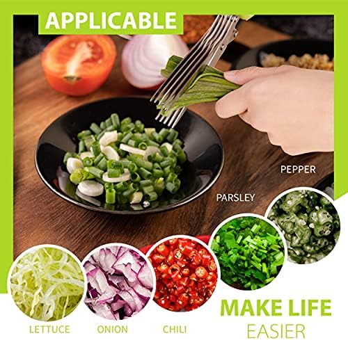 Ножица за трева SASACIA с 5 остриета и ножици Кухня с нож за почистване на плодове - Пълен набор от свежа зеленина, месо, зеленчуци и плодове - Лесно миещи се, устойчиви, о?
