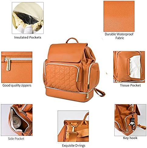 Раница-чанта за памперси KZNI Leather-Раница за пътуване, Детски Чанти за майки, Унисекс Чанта за Памперси за