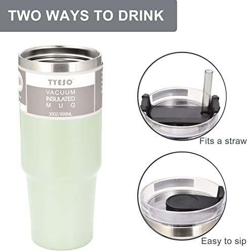 Чаша TYESO обем 20 унции (около 850,5 г) с капак и соломинкой, Двоен Вакуум Кафе, чаша от неръждаема стомана
