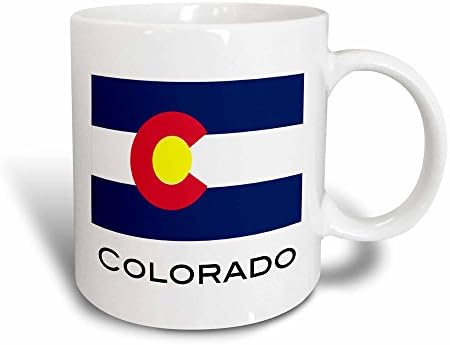 Керамична чаша 3dRose с флага на щата Колорадо, 11 грама, Бяла