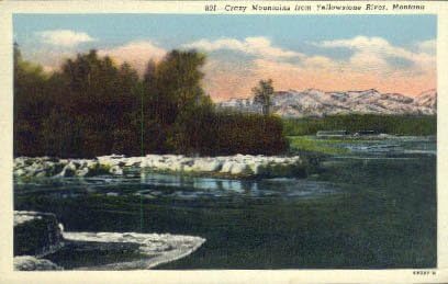 Пощенска картичка с река Йелоустоун, Монтана