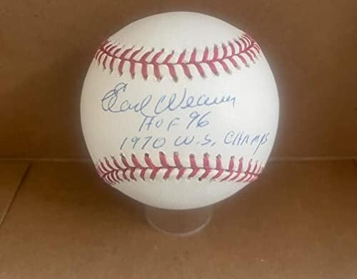 Ърл Уивър Копито 96 1970 световен Шампион по бейзбол с автограф от Jsa A162701 - Бейзболни топки с автографи