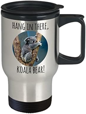 Чаша за пътуване с коалой - Дръж се, мече Коала! - чашата за кафе с капачка от неръждаема стомана на 14 унции
