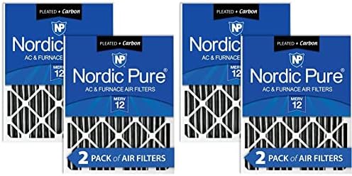 Nordic Pure 20x25x4 MERV 12 Плиссированных Плюс карбонови въздушни филтри за печки ac 2 бр. (опаковка от 1)