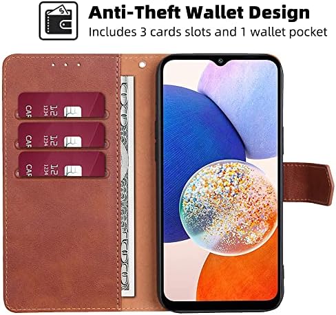 чанта-портфейл за Samsung Galaxy A14 5G, калъф-награда от изкуствена кожа с панти капак и държач за карти, RFID-Принудителна Поставка, устойчив на удари калъф за телефон Galaxy A14 5G