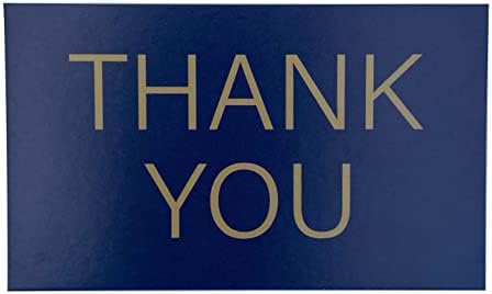 ИЦАМНА Благодарствена картичка наби Златен шрифт дизайн с тъмно син фон Опаковка от 100