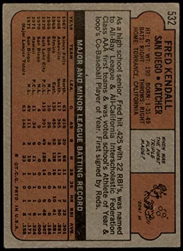 1972 Topps # 532 Фред Кендъл Сан Диего Падрес (Бейзболна картичка) ДОБРИ Падрес