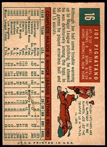1959 Topps # 16 Джо Пиньятано Лос Анджелис Доджърс (Бейзбол карта) ДОБРИ Доджърс