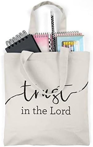 Християнската религиозна чанта–тоут от библейски стих за еднократна употреба - TRUST IN THE LORD - идеален за плажа, хранителни стоки, покупки, куфари и чанти, за книги, за ?