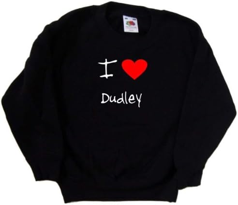 Черна детска Hoody I Love Heart Dudley