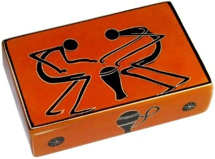 Дизайнерски ковчег за бижута African Drummers от камък 12 см