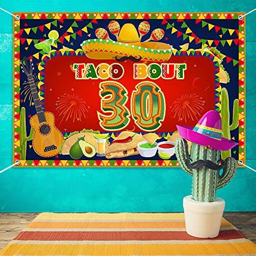HAMIGAR 6x4ft С 30-ти Рожден Ден Банер Фон - Тако Битка 30 Фиеста Мексикански Кактус Рожден Ден Украси Вечерни Аксесоари за Мъже