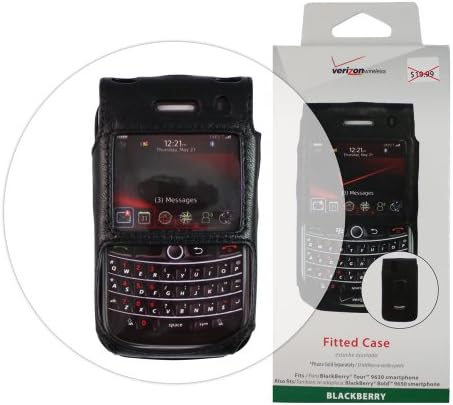 Черен кожен калъф Verizon за мобилен телефон BlackBerry Tour 9630
