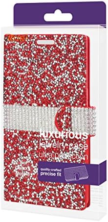 Чанта-портфейл Reiko Samsung Galaxy Note 8 с диаманти и кристали - Червен