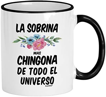 Подаръци Каситики Собрины. Regalo Para Mi Sobrina испански. Mas La Chingona De Todo El Universo Coffee Cup. Regalos Para Cumpleaños. (Черна дръжка / панела с тегло 11 грама)
