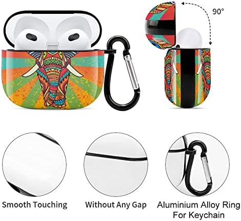 Калъф за Bluetooth-слушалки с принтом Слон в стил Бохо, Съвместим с Airpods 3, Защитна Кутия За Съхранение с Брелоком