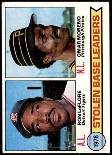 1979 Topps 4 Лидерите SB Рон Лефлор /Омар Морено Тигри/ Пирати (Бейзболна картичка) VG Тайгърс/Пирати