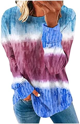 NOKMOPO, Дамски Блузи Размера на Плюс, Всекидневни Модерен Пуловер с дълъг ръкав и кръгло деколте и Принтом, Тениски, Ризи Пролетта