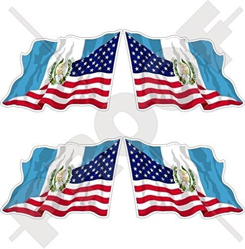САЩ Сащ, Гватемала, сащ и гватемалски който да се вее флаг 2 (50 mm) Винилови Стикери, стикери x4 (от ляво на