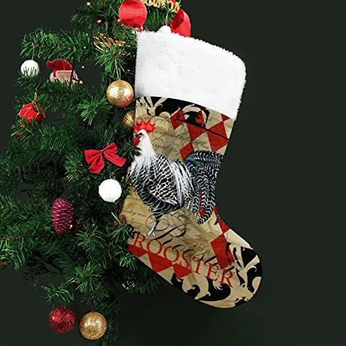 Стари Коледни Чорапи с Петел, Отглеждане, Коледна Елха, Украса, Дядо Коледа, Висящи Украшения за Празника на