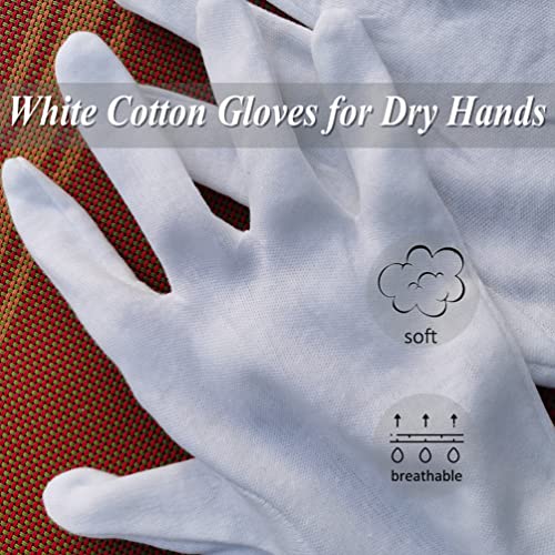 SANCNEE 12 Чифта Бели Памучни Ръкавици за Сухи Ръце, Ръкавици за Лосион от Екзема, Малки