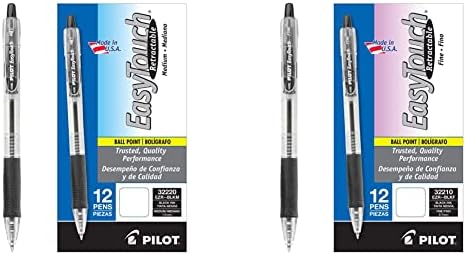 Химикалки PILOT EasyTouch за Еднократна употреба с разтегателен шариковыми дръжки, Средната точка, Черно мастило,