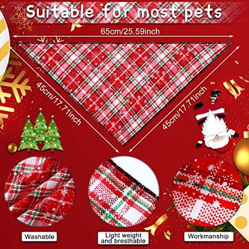 20 Опаковки, Коледни Bandhan за Кучета, Триъгълен Шал за Кучета, Класически Червено Каре Бивол, Носна Кърпичка