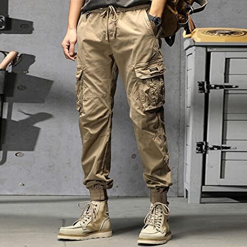 MIASHUI Джобни Панталони Мъжки памучни Плюс Размера на Джоба Обикновена Панталони С Еластичен Ластик На Талията