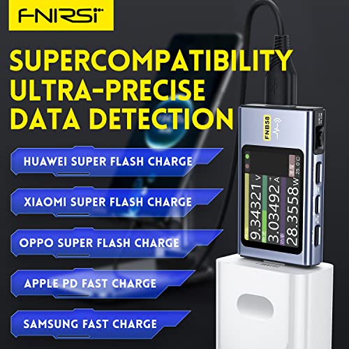 FNIRSI USB Тестер 4-28 В 7A LCD дисплей USB A & C Тестер за напрежение, ток, мощност Мултицет с Bluetooth, Бързото