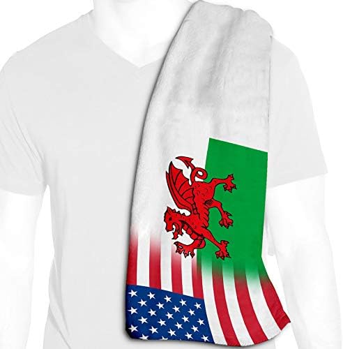 Най-доброто охлаждащо кърпа от микрофибър ExpressItBest - 12 x 36 - Флаг Уелс - Флаг Уелс със САЩ