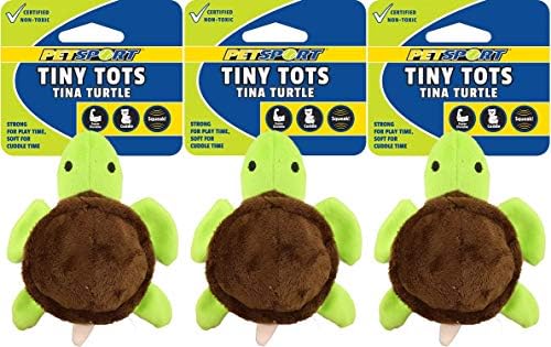 PetSport Плюшен играчка за малки кучета Малки Tots Tina Turtle с Пищалкой, 5 инча (3 опаковки)