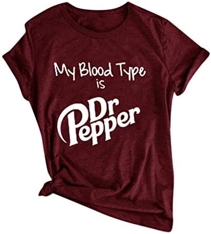 Графични Тениски за Жени и Момичета, Модни Забавна Тениска с Надписи Моята кръвна група-д-р Пепър Топ с Къс