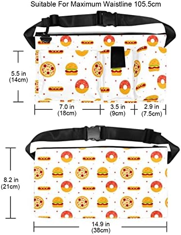 Поясная Чанта за Бягане с плосък Модел Бургери, Понички, Хот-Дог, Пица, може да се Регулира Поясная чанта, стойка