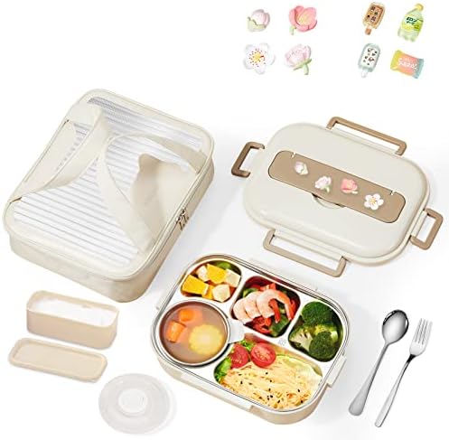 VANDHOME Bento Lunch Box за възрастни, Контейнер за Бэнто обяди от неръждаема Стомана с 5 Отделения и Креативни