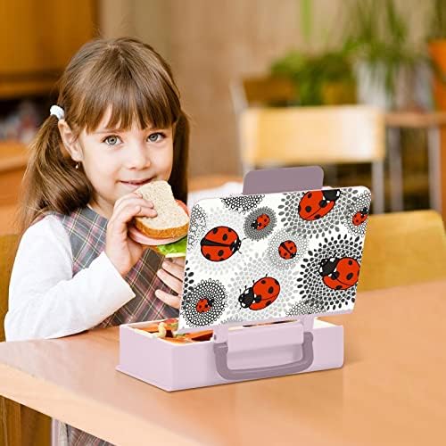 MCHIVER Ladybugs Монохромен Цвете Bento-Бокс За Възрастни Обяд-Бокс с Дръжка Преносим Детски Обяд-Контейнер