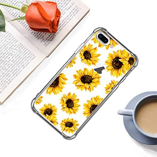 Прозрачен калъф HEYORUN Sunflower, Съвместим с iPhone, 7 Plus на iPhone 8 Plus, Задната част на Кутията с Цветен