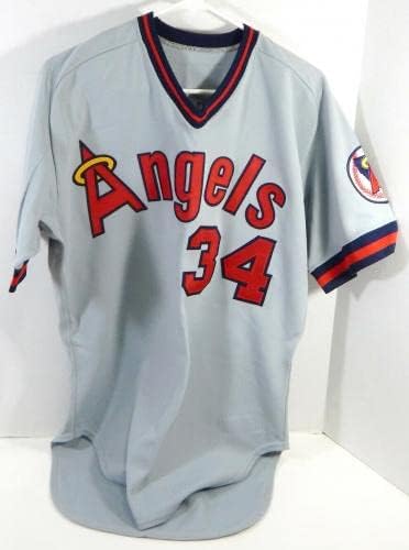1986 California Angels Garcia 34 Използвана в играта Сива Риза 42 DP22417 - Използваните В играта Тениски MLB