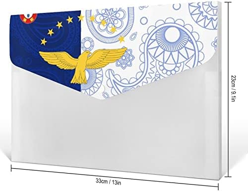 Пластмасови папки с цветно флага Азорских острови с 6 отделения във формата на акордеон, пластмасов органайзер