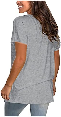 Дамски Основни Върхове NEARTIME, Ежедневни Тениска с кръгло деколте и Къс Ръкав Свободно, Намаляване, Блуза