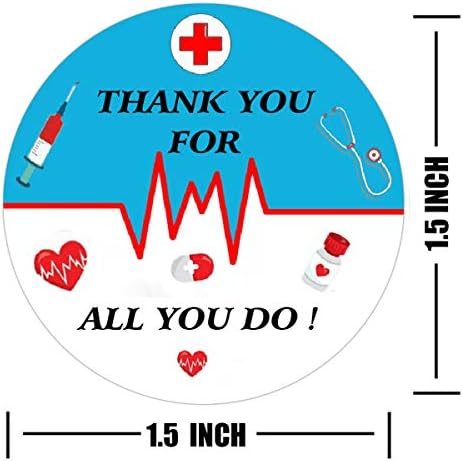 Стикер Благодаря на здравните работници, 1,5-инчов етикети Благодаря на служителите на здравеопазването за медицински