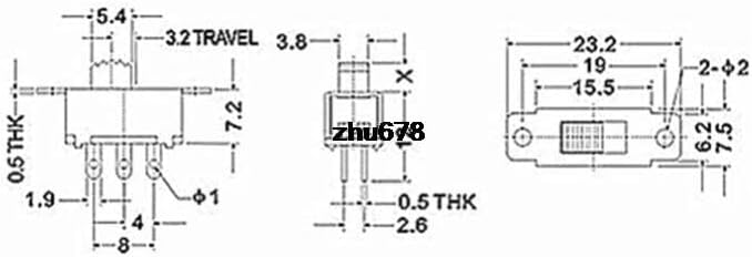 20 Бр G3 G4 G5 G6 Панел с висока странична дръжка ПХБ 50V DC 0.5 A за ВКЛЮЧВАНЕ/ИЗКЛЮЧВАНЕ 2-Позиционен DPDT