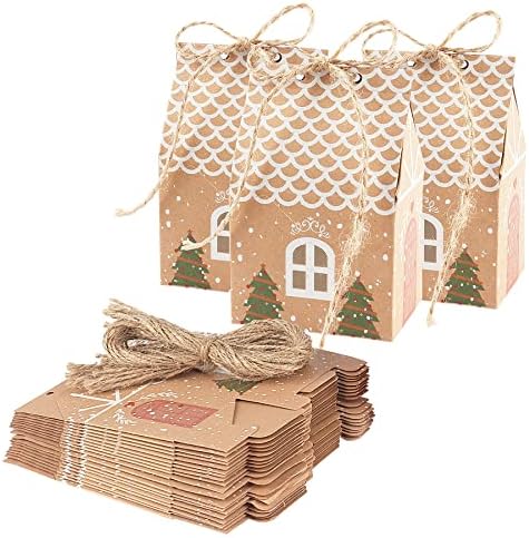 Tipshopping 20 Кутии Коледни шоколадови Бонбони и Предложения за Връчване на подаръци Малки Торбички от Крафт-хартия
